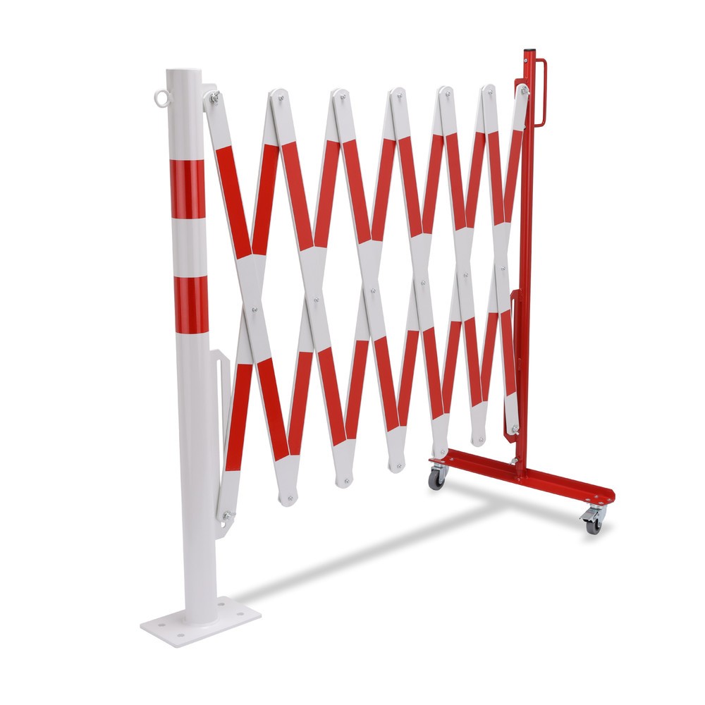 Numéro de l'image du produit 8: Barrière extensible dancop avec potelets, Ø 60 mm, largeur 4 000 mm, rouge/blanc