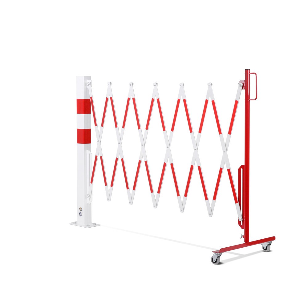 Numéro de l'image du produit 10: Barrière extensible dancop avec potelets, 70 x 70 mm, largeur 3 600, rouge/blanc