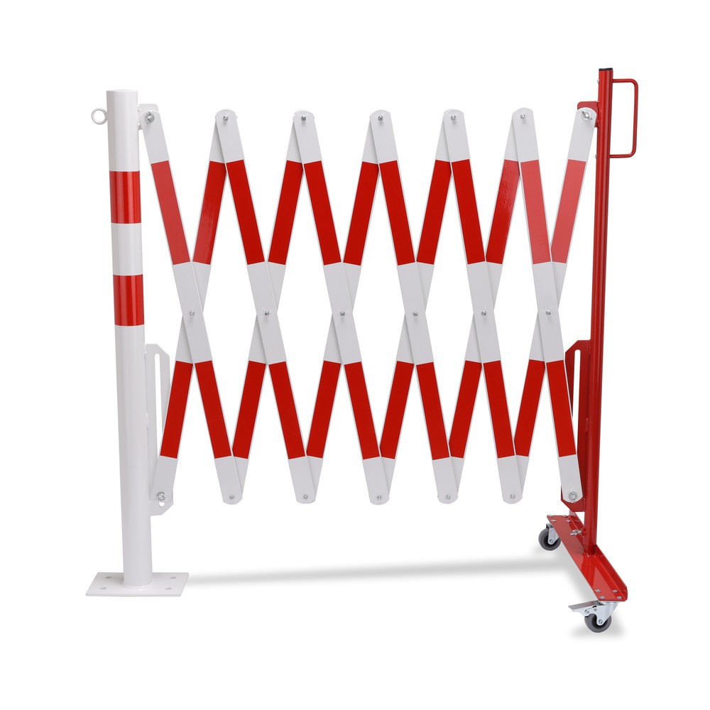 Numéro de l'image du produit 11: Barrière extensible dancop avec potelets, Ø 60 mm, largeur 4 000 mm, rouge/blanc