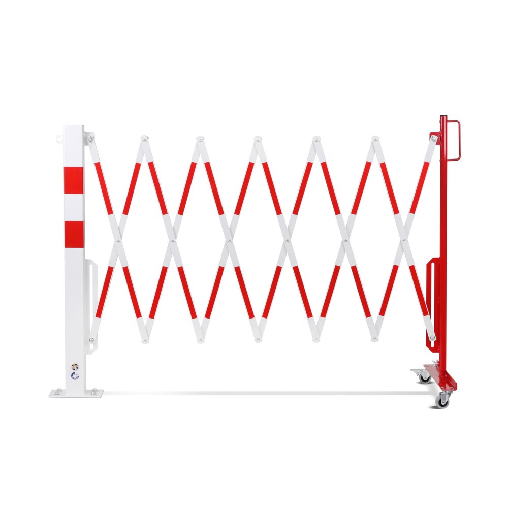Numéro de l'image du produit 11: Barrière extensible dancop avec potelets, 70 x 70 mm, largeur 3 600, rouge/blanc
