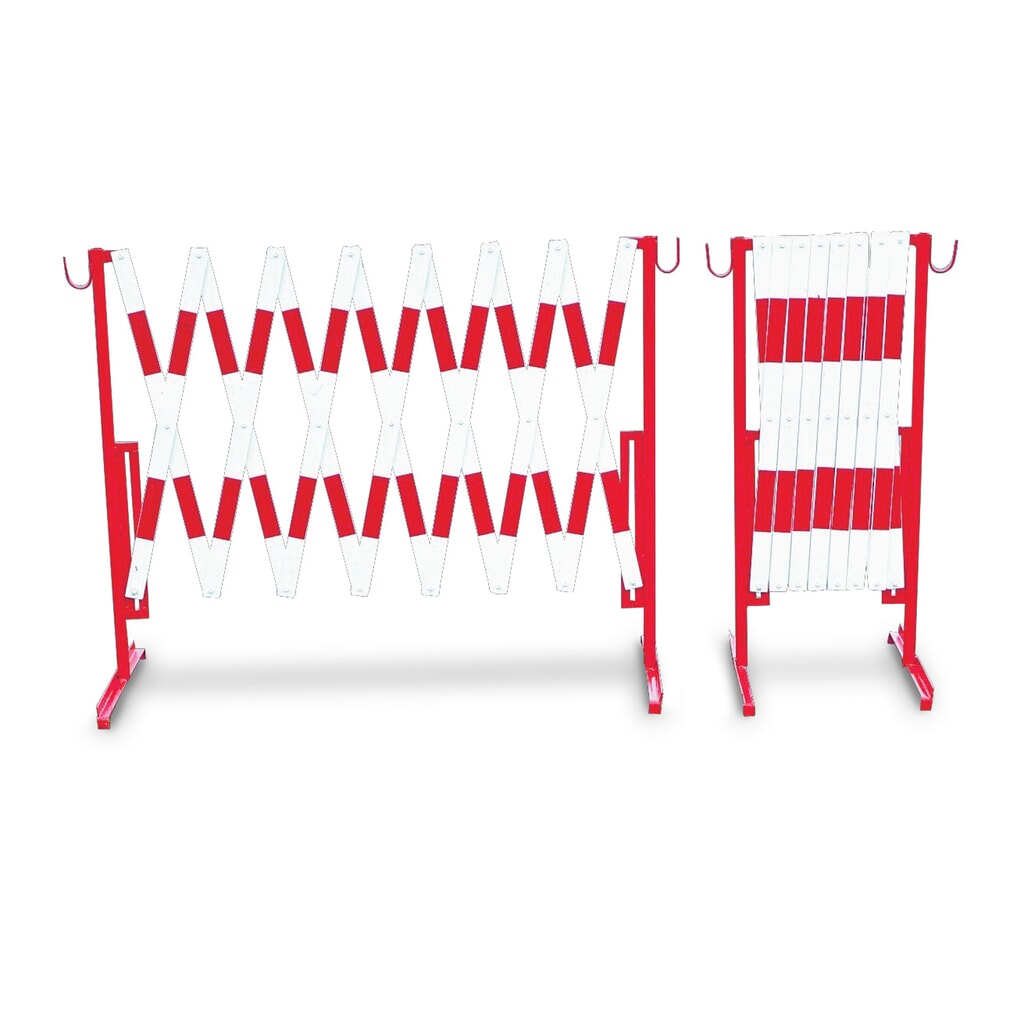 Barrière extensible en acier, rouge/blanc Illustration du produit: Barrière extensible en acier, rouge/blanc