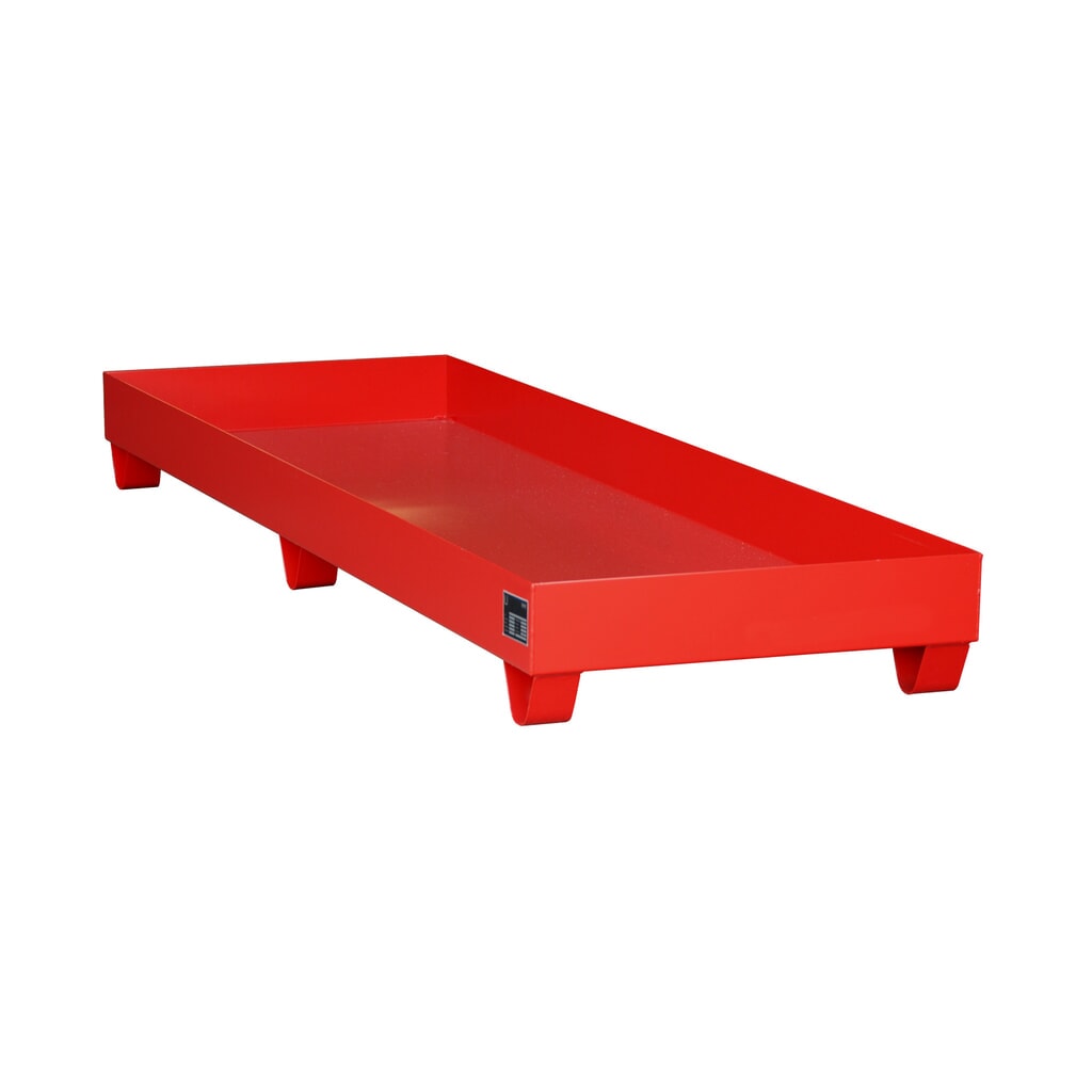 Illustration du produit: Bauer® bac de rétention en acier, hauteur libre 100 mm, H x l x P 250 x 2 400 x 800 mm, sans grille, 4 x 200 l, rouge feu