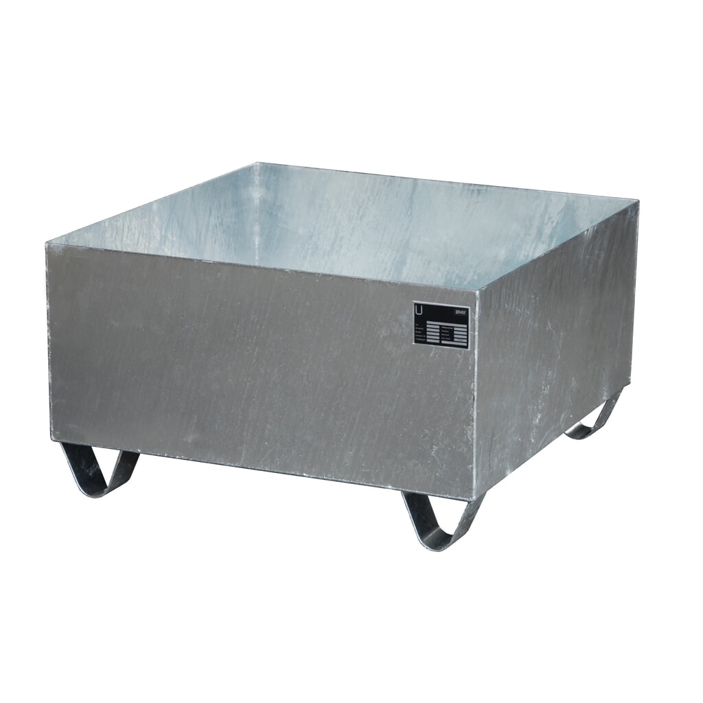 Illustration du produit: Bauer® bac de rétention en acier, hauteur libre 100 mm, H x l x P 465 x 800 x 800 mm, sans grille, 1 x 200 l, galvanisé à chaud