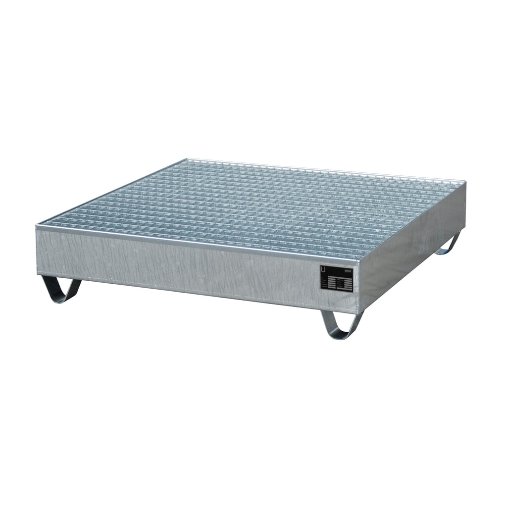 Bauer® bac de rétention en acier, hauteur libre 100 mm, H x l x P 285 x 1 200 x 1 200 mm, avec grille, 4 x 200 l, galvanisé à chaud Illustration du produit: Bauer® bac de rétention en acier, hauteur libre 100 mm, H x l x P 285 x 1 200 x 1 200 mm, avec grille, 4 x 200 l, galvanisé à chaud