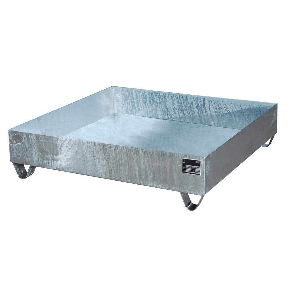 Illustration du produit: Bauer® bac de rétention en acier, hauteur libre 100 mm, H x l x P 285 x 1 200 x 1 200 mm, sans grille, 4 x 200 l, galvanisé à chaud