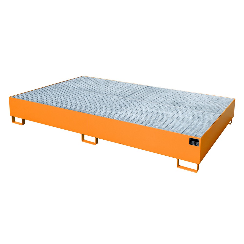 Numéro de l'image du produit 2: Bauer® Bac de rétention en acier pour 2 cuves KTC/IBC ou 10 fûts de 200 l, jaune-orange