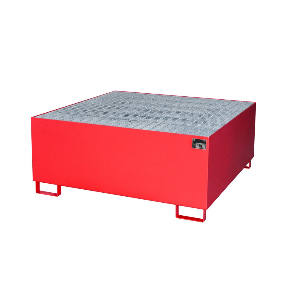 Numéro de l'image du produit 2: Bauer® Bac de rétention en acier pour 1 cuve KTC/IBC, rouge feu