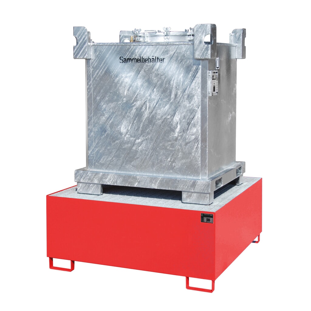 Bauer® bac de rétention en acier pour 1 cuve KTC/IBC, rouge feu Illustration du produit: Bauer® bac de rétention en acier pour 1 cuve KTC/IBC, rouge feu