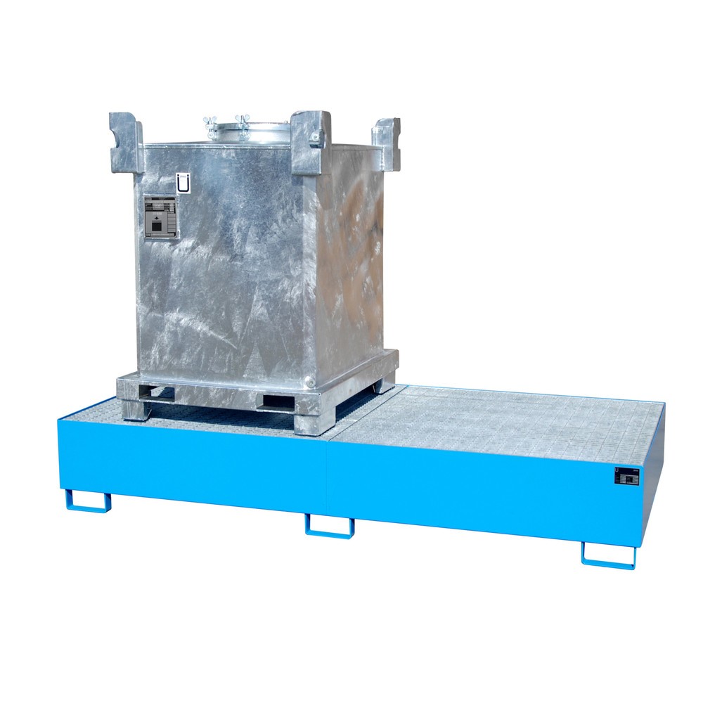 Numéro de l'image du produit 2: Bauer® Bac de rétention en acier pour 2 cuves KTC/IBC, bleu clair