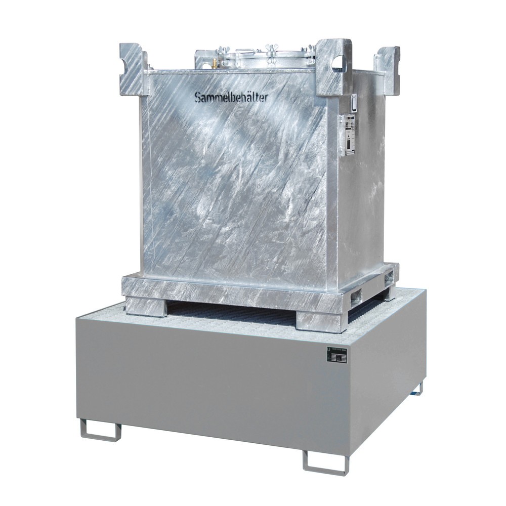 Numéro de l'image du produit 2: Bauer® Bac de rétention en acier pour 1 cuve KTC/IBC, gris souris