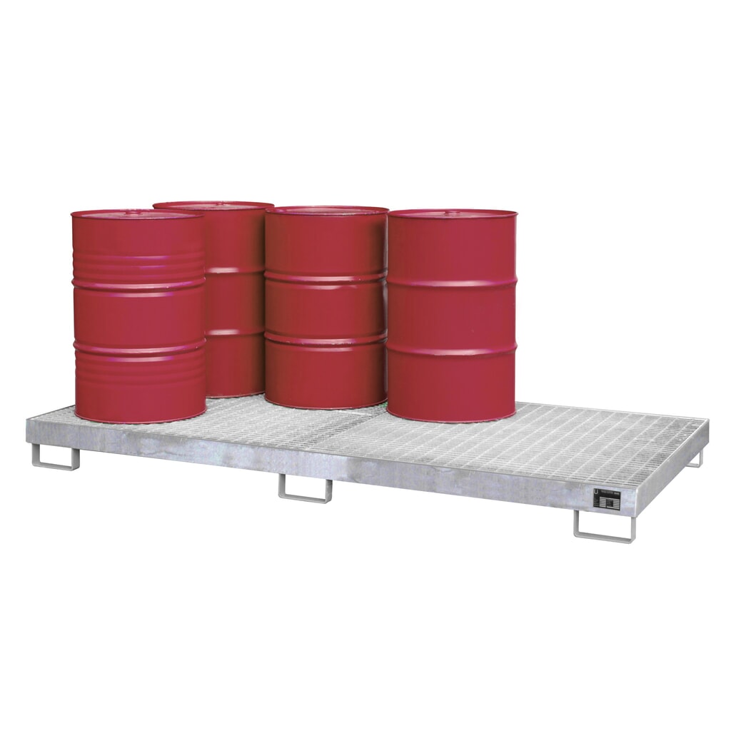 Bauer® bac de rétention de grand volume Bauer® en acier, H x l x P 210 x 2 650 x 1 300 mm, 8 x 200 litres, galvanisé à chaud Illustration du produit: Bauer® bac de rétention de grand volume Bauer® en acier, H x l x P 210 x 2 650 x 1 300 mm, 8 x 200 litres, galvanisé à chaud