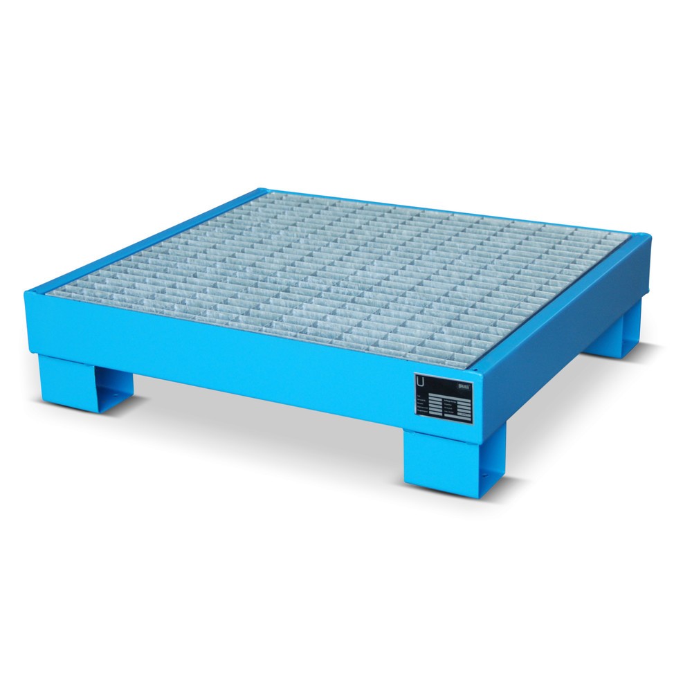 Illustration du produit: Bauer® Bac de rétention en acier, 4x 60 l, contenance 61 l, avec caillebotis grille, bleu clair