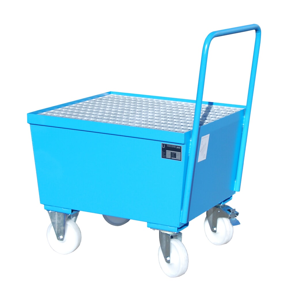 Bauer® bac de rétention en acier, mobile, 1 x 200 l debout, contenance 215 l, bleu clair N° de l'image du produit 2 : Bauer® bac de rétention en acier, mobile, 1 x 200 l debout, contenance 215 l, bleu clair