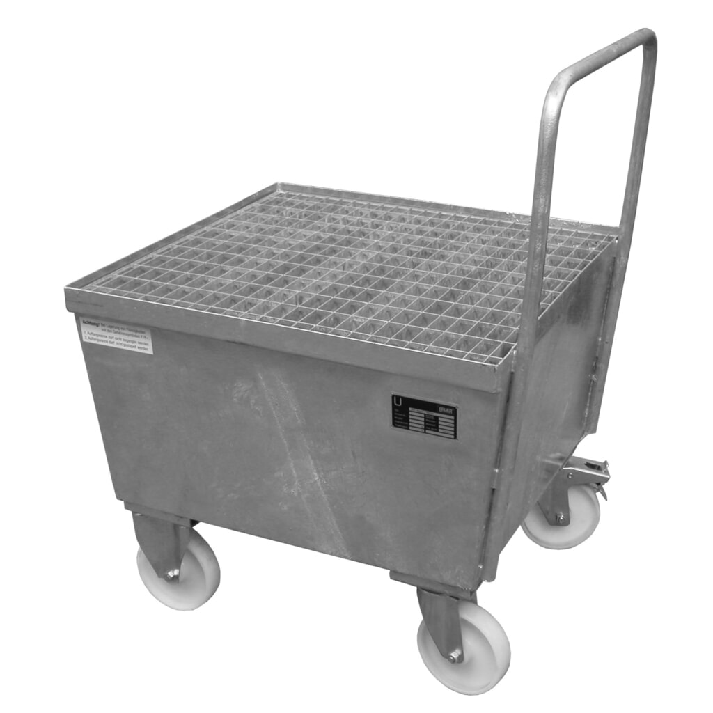 N° de l'image du produit 1 : Bauer® bac de rétention en acier, mobile, 1 x 200 litres en position verticale, contenance 215 litres, galvanisé à chaud