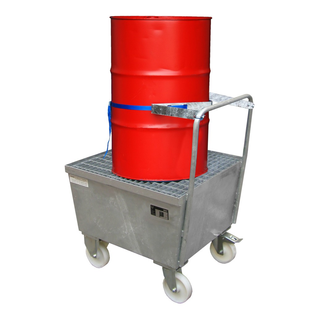 Numéro de l'image du produit 2: Bauer® Bac de rétention, mobile, 1x 200 l debout, contenance 215 l, galvanisé à chaud