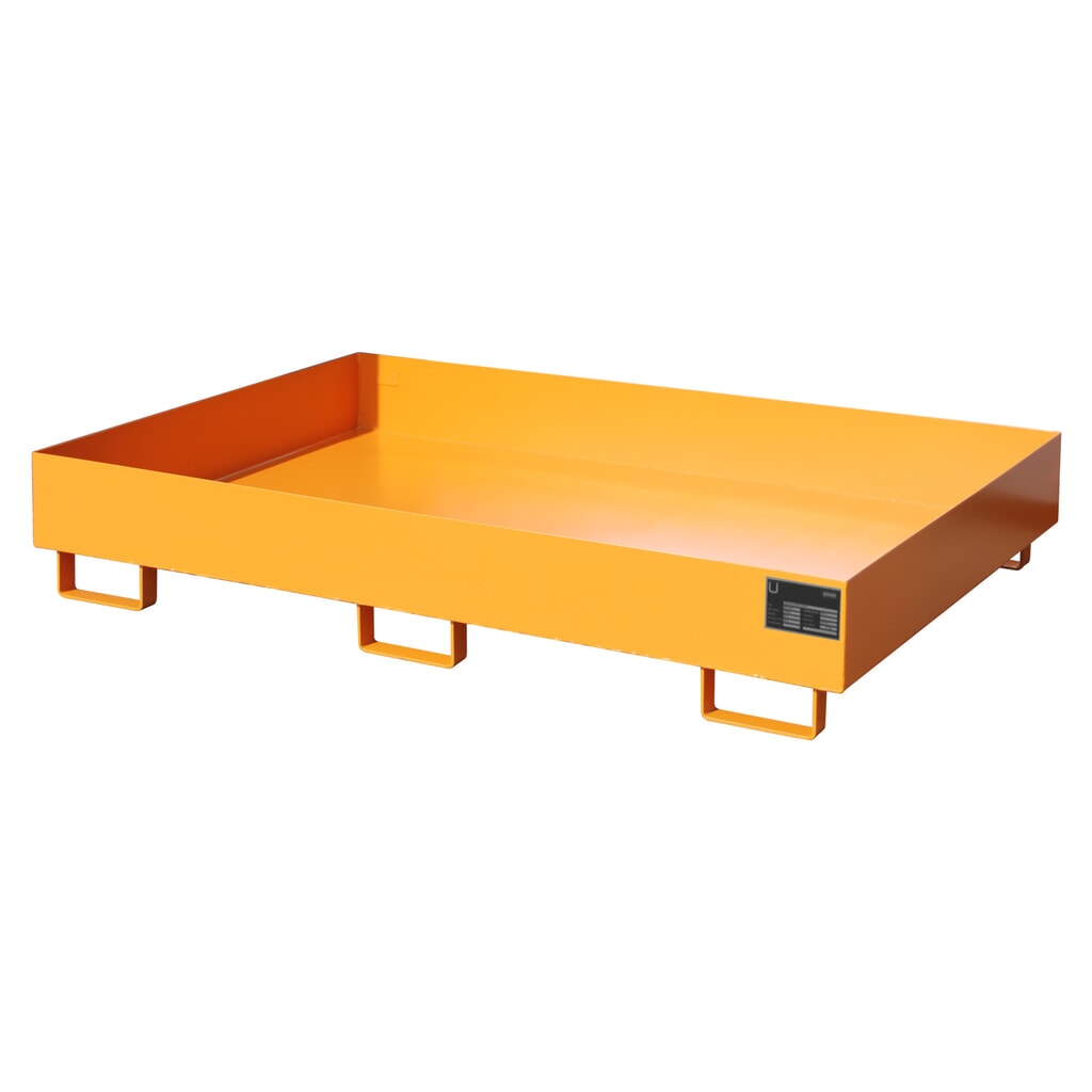 Bauer® bac de rétention pour tablette de rayonnage, H x l x P 250 x 1 750 x 1 300 mm, contenance 240 l, sans grille, jaune orangé Illustration du produit: Bauer® bac de rétention pour tablette de rayonnage, H x l x P 250 x 1 750 x 1 300 mm, contenance 240 l, sans grille, jaune orangé