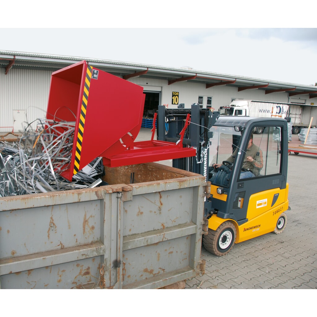 N° de l'image du produit 3 : Bauer® Benne basculante avec mécanisme d'aide au basculement, capacité de charge 1 000 kg, peint, volume 0,75 m³, RAL 5012 bleu clair