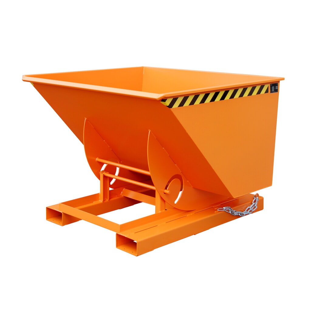 Illustration du produit: Bauer® Benne basculante avec mécanisme d'aide au basculement, capacité de charge 1 000 kg, peint, volume 1 m³, RAL 2000 orangé jaune