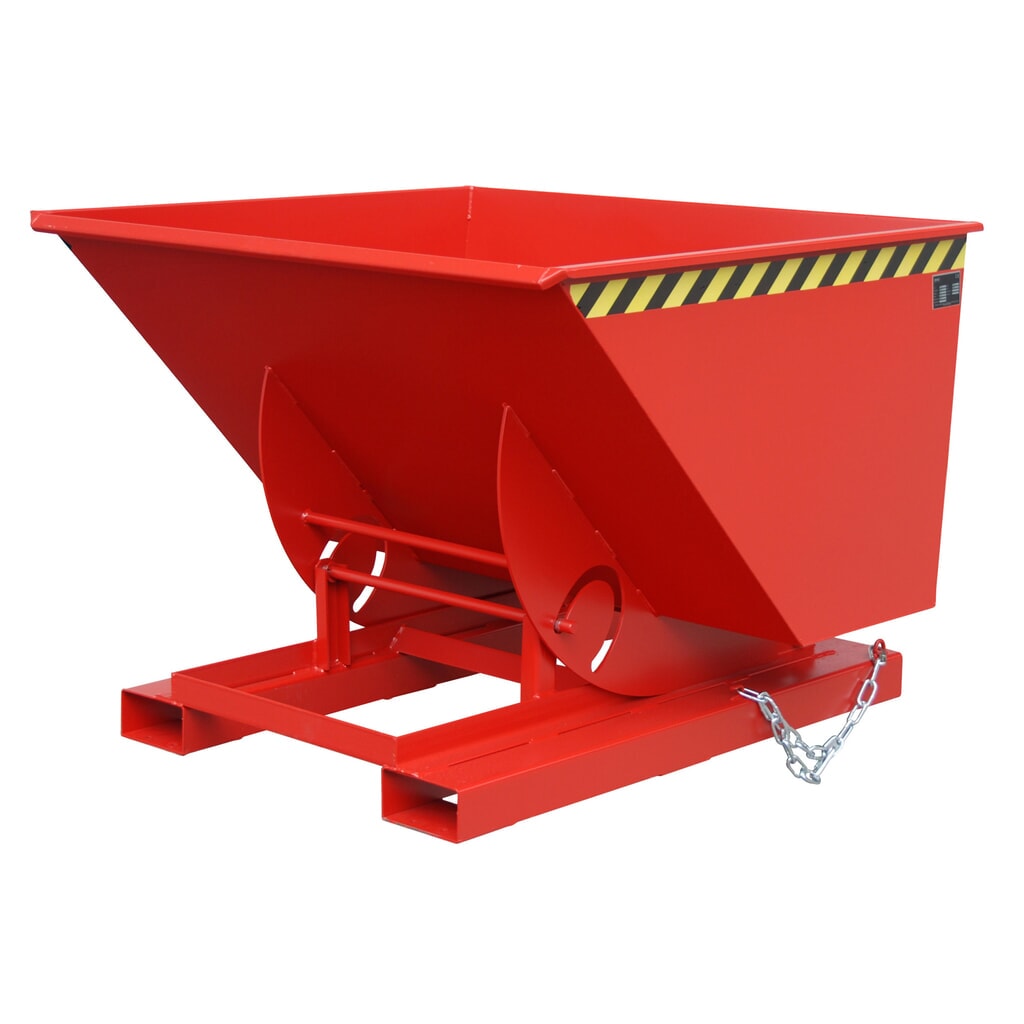 Illustration du produit: Bauer® Benne basculante avec mécanisme d'aide au basculement, capacité de charge 1 000 kg, peint, volume 1 m³, RAL 3000 rouge feu