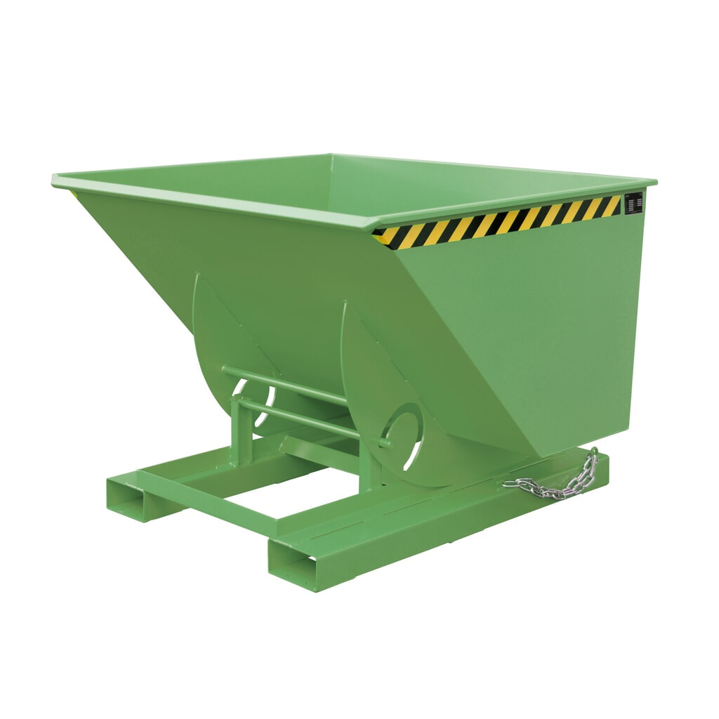 Bauer® Benne basculante avec mécanisme d'aide au basculement, capacité de charge 1 000 kg, peint, volume 1 m³, RAL 6011 vert réséda Illustration du produit: Bauer® Benne basculante avec mécanisme d'aide au basculement, capacité de charge 1 000 kg, peint, volume 1 m³, RAL 6011 vert réséda