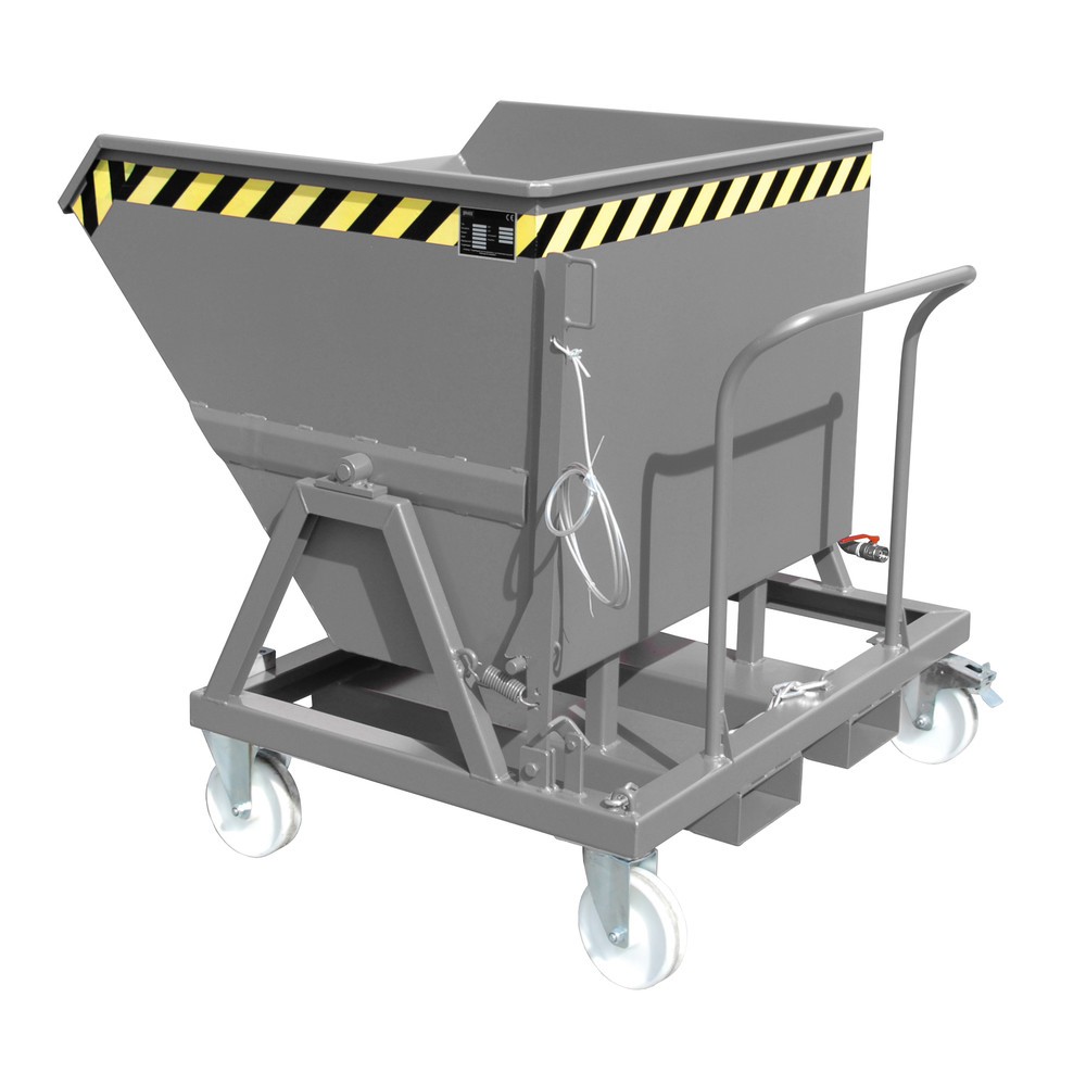 N° de l'image du produit 1 : Bauer® Benne à copeaux basculante, vidage au niveau du sol, peinte, volume 0,55 m³, RAL 7005 gris souris