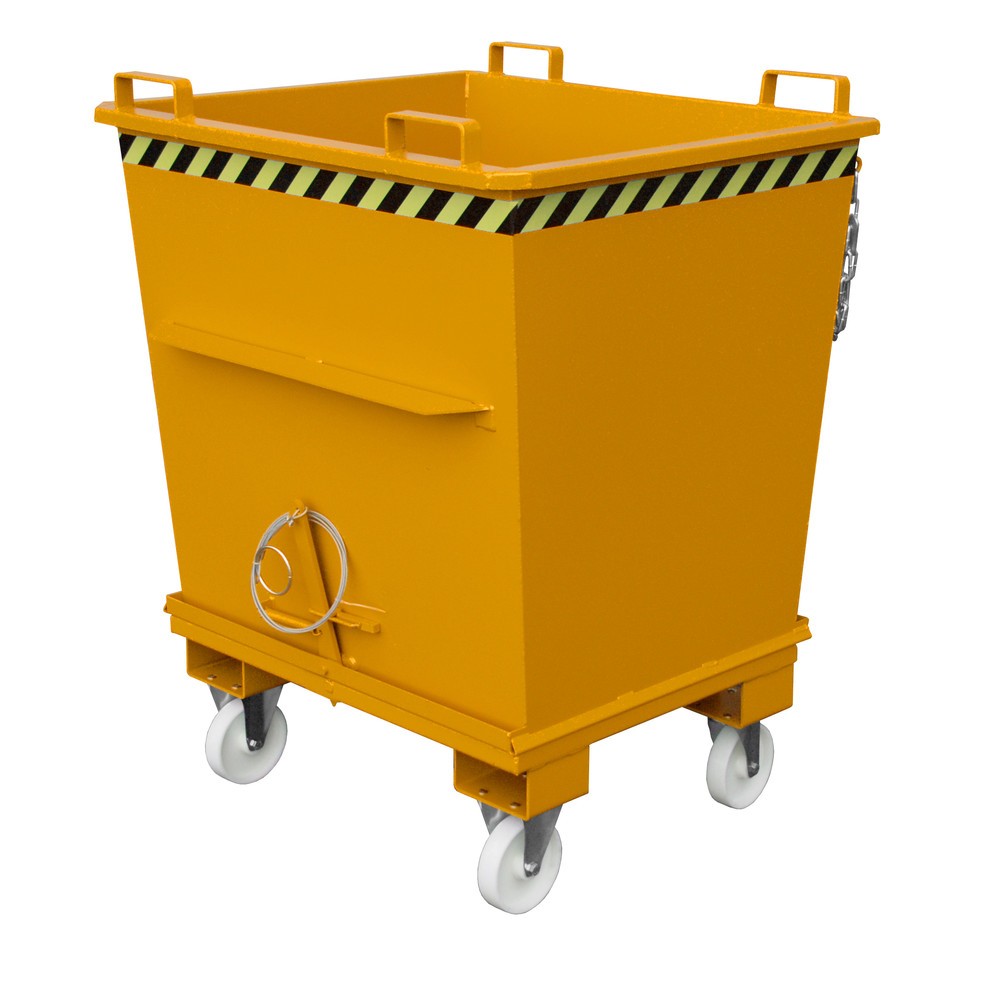 Numéro de l'image du produit 1: Bauer® Benne à fond basculant empilable, peint, volume 1 m³, RAL 2000 orangé jaune
