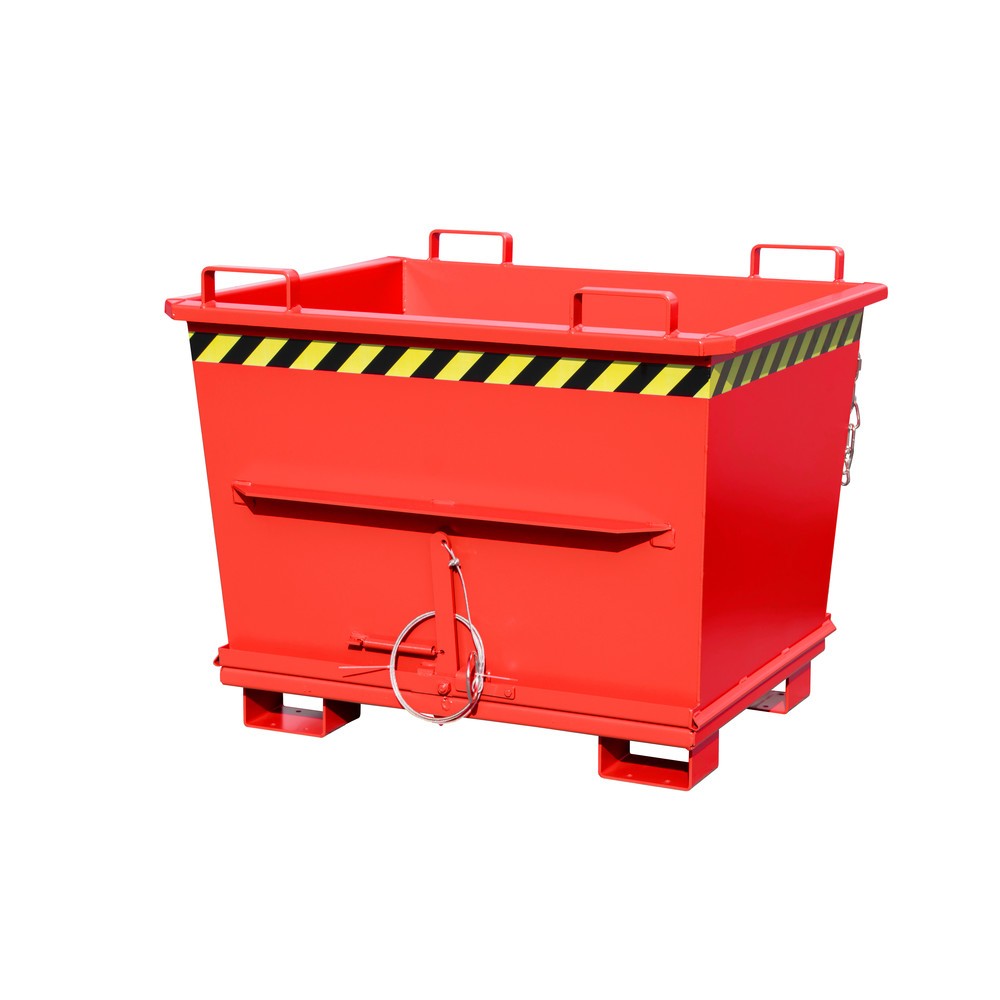Numéro de l'image du produit 1: Bauer® Benne à fond basculant empilable, peint, volume 0,7 m³, RAL 3000 rouge feu