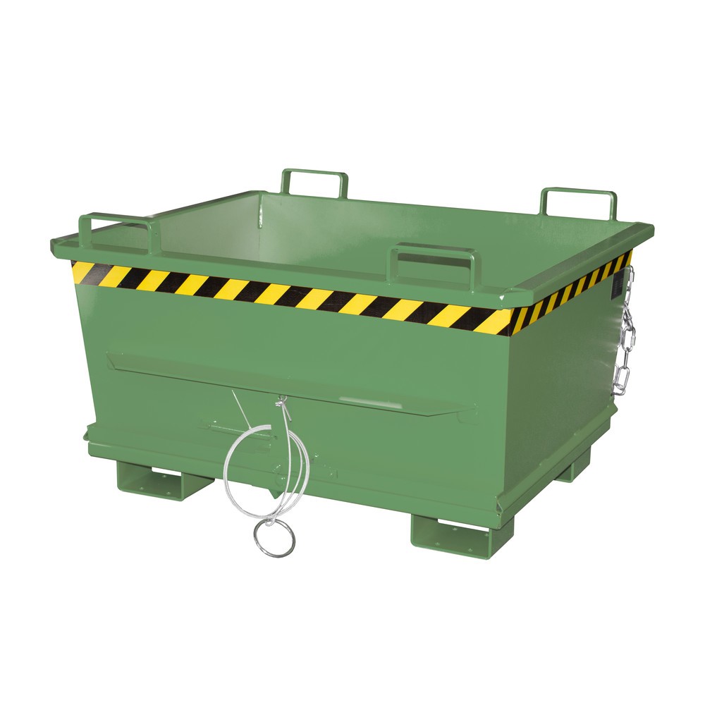 Numéro de l'image du produit 1: Bauer® Benne à fond basculant empilable, peint, volume 0,5 m³, RAL 6011 vert réséda