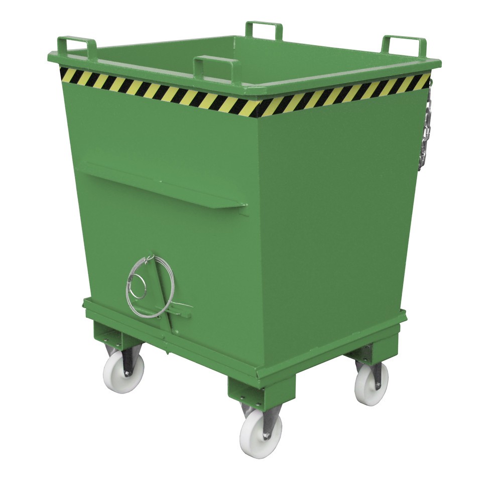 Numéro de l'image du produit 1: Bauer® Benne à fond basculant empilable, peint, volume 1 m³, RAL 6011 vert réséda