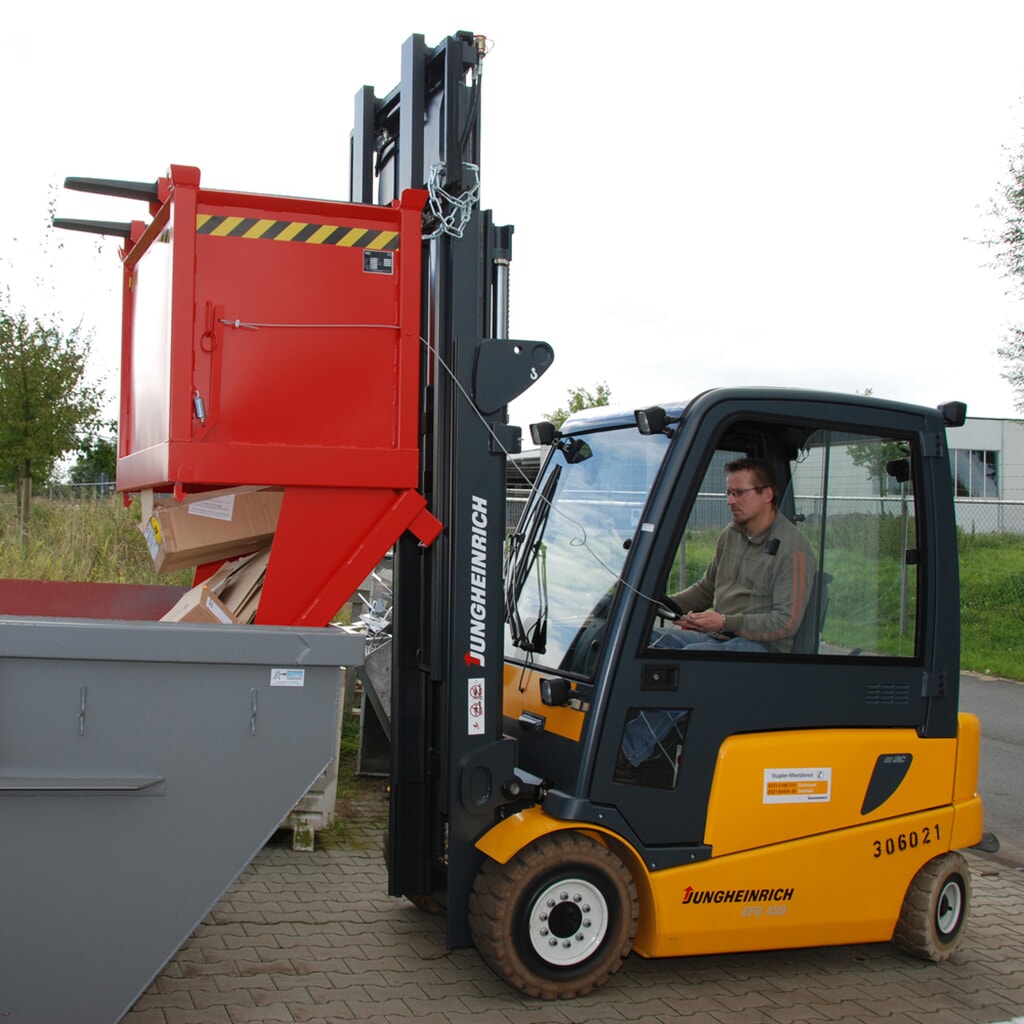 N° de l'image du produit 3 : Bauer® Benne à fond basculant, empilable par 3, peint, volume 0,5 m³, RAL 2000 orangé jaune