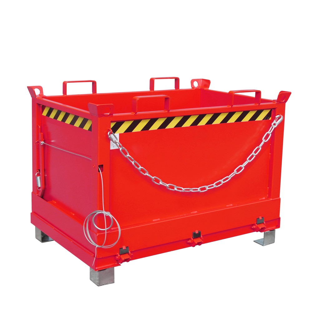 Numéro de l'image du produit 1: Bauer® Benne à fond basculant, empilable par 3, peint, volume 0,5 m³, RAL 3000 rouge feu