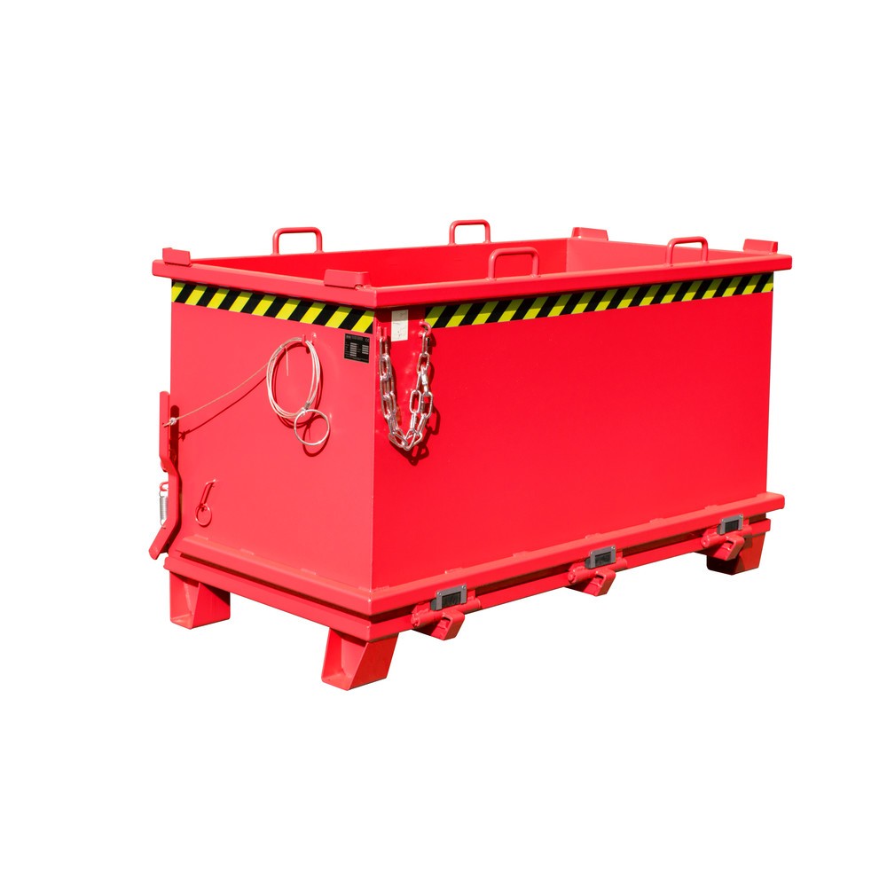 Illustration du produit: Bauer® Benne à fond basculant, fond basculant renforcé, peint, volume 1,5 m³, RAL 3000 rouge feu