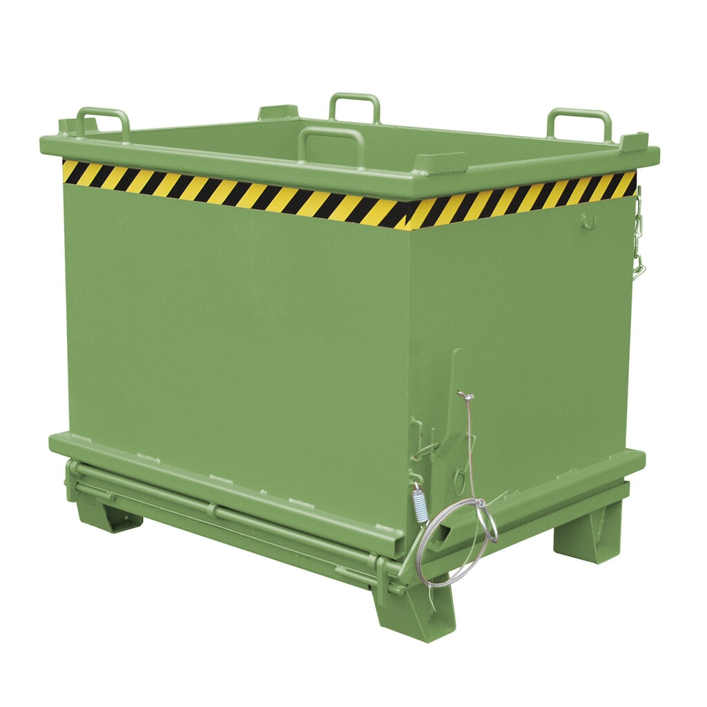 Bauer® Benne à fond basculant, fond basculant renforcé, peint, volume 1 m³, RAL 6011 vert réséda Illustration du produit: Bauer® Benne à fond basculant, fond basculant renforcé, peint, volume 1 m³, RAL 6011 vert réséda