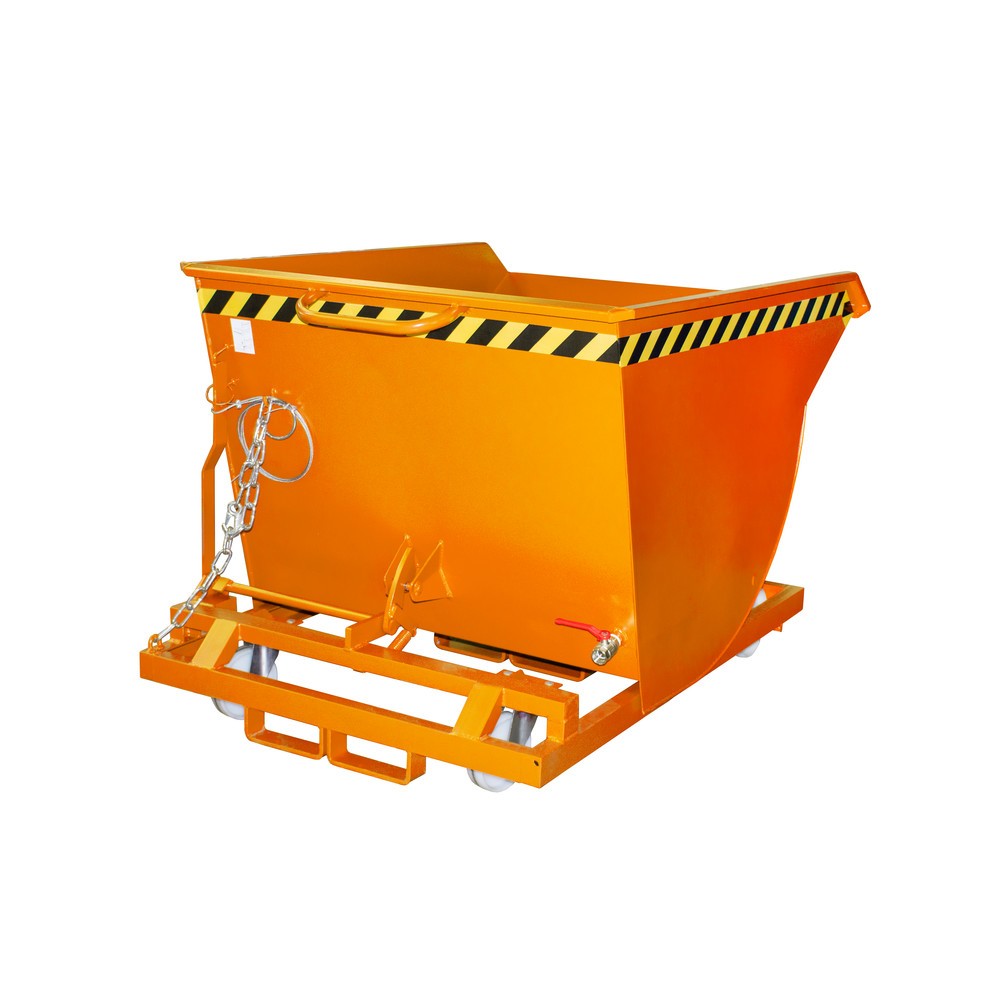 Illustration du produit: Bauer® Benne basculante à copeaux, construction basse, avec entrées de fourche, peint, volume 0,5 m³, RAL 2000 orangé jaune