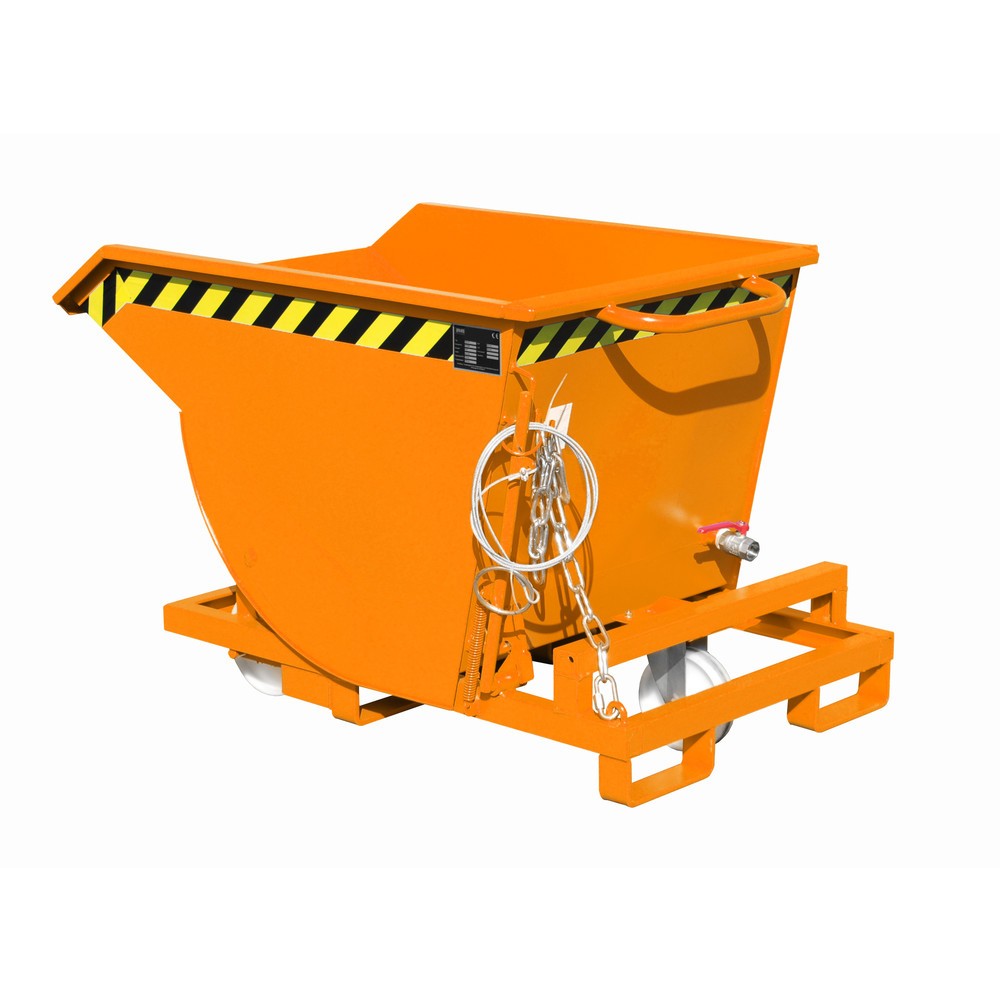 Numéro de l'image du produit 1: Bauer® Benne basculante à copeaux, construction basse, avec entrées de fourche, peint, volume 0,3 m³, RAL 2000 orangé jaune