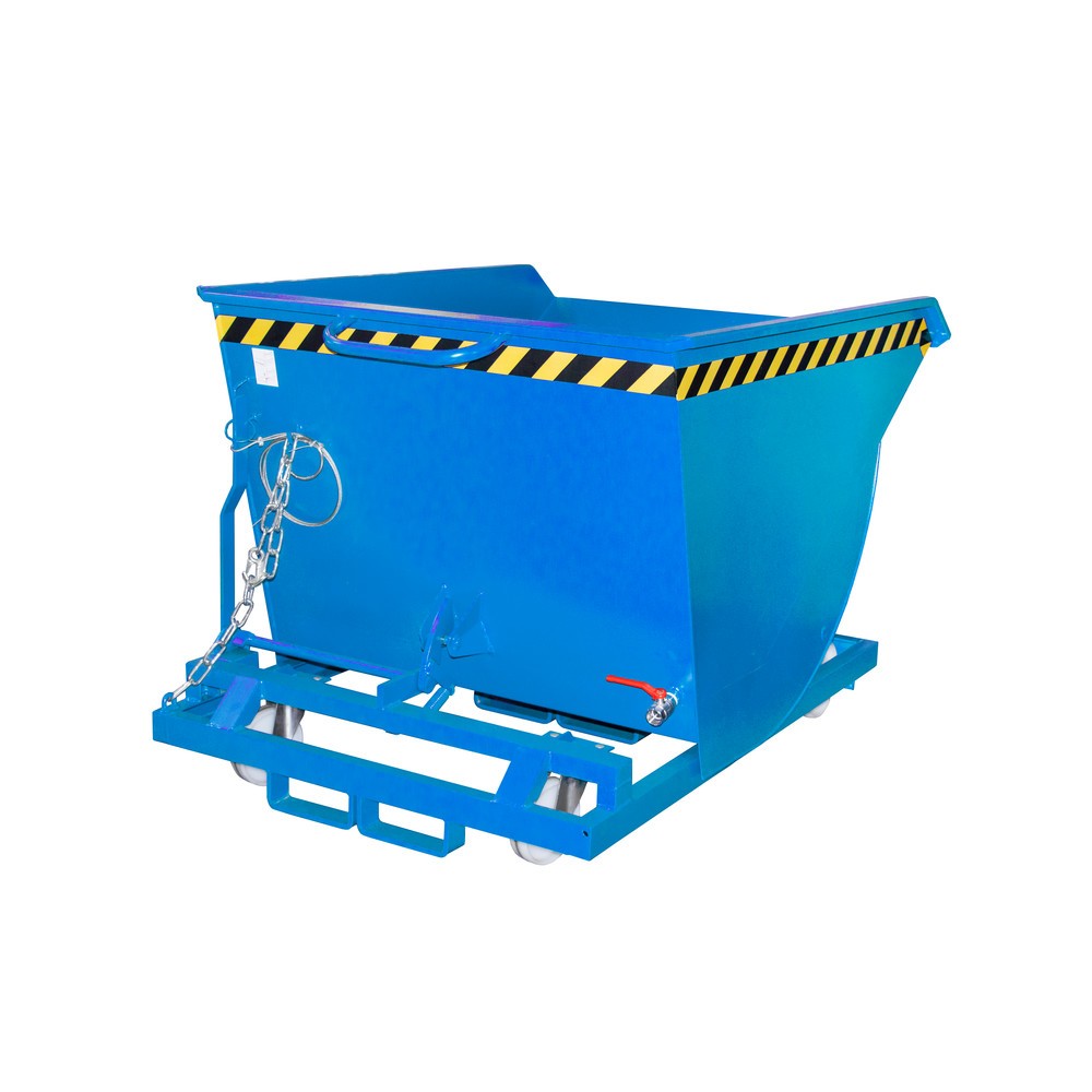 Numéro de l'image du produit 1: Bauer® Benne basculante à copeaux, construction basse, avec entrées de fourche, peint, volume 0,5 m³, RAL 5012 bleu clair