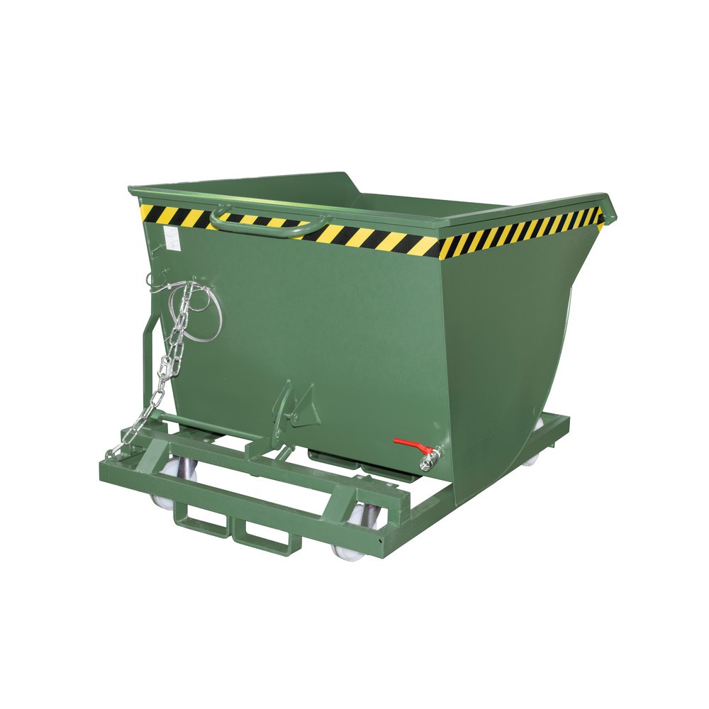 Numéro de l'image du produit 1: Bauer® Benne basculante à copeaux, construction basse, avec entrées de fourche, peint, volume 0,5 m³, RAL 6011 vert réséda
