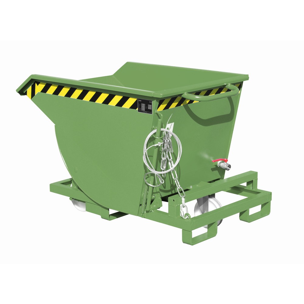 Numéro de l'image du produit 1: Bauer® Benne basculante à copeaux, construction basse, avec entrées de fourche, peint, volume 0,3 m³, RAL 6011 vert réséda