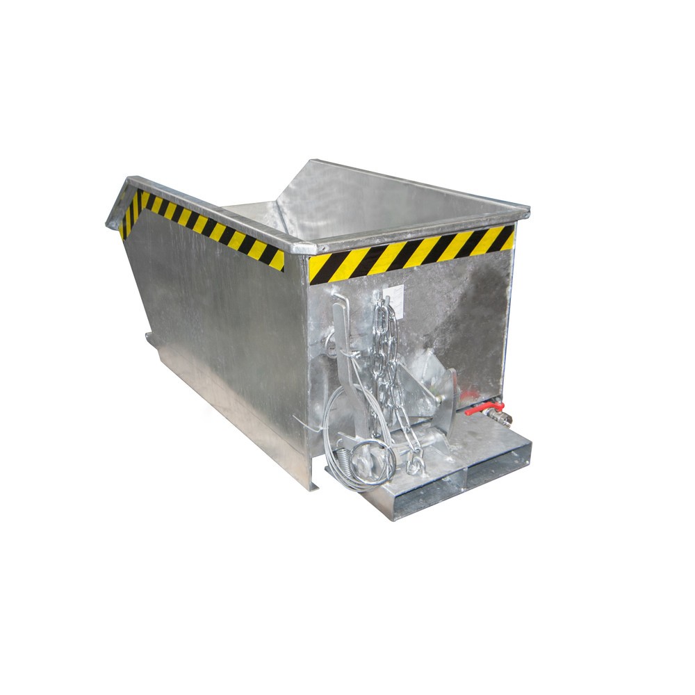 Numéro de l'image du produit 1: Bauer® Benne basculante à copeaux, fond intermédiaire en tôle perforée, galvanisée, capacité de charge 750 kg, volume 0,3 m³