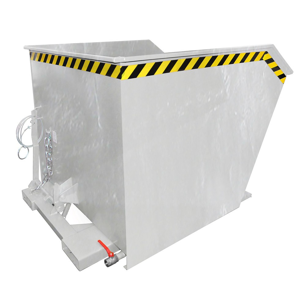 Numéro de l'image du produit 1: Bauer® Benne basculante à copeaux, fond intermédiaire en tôle perforée, galvanisée, capacité de charge 1 500 kg, volume 1 m³