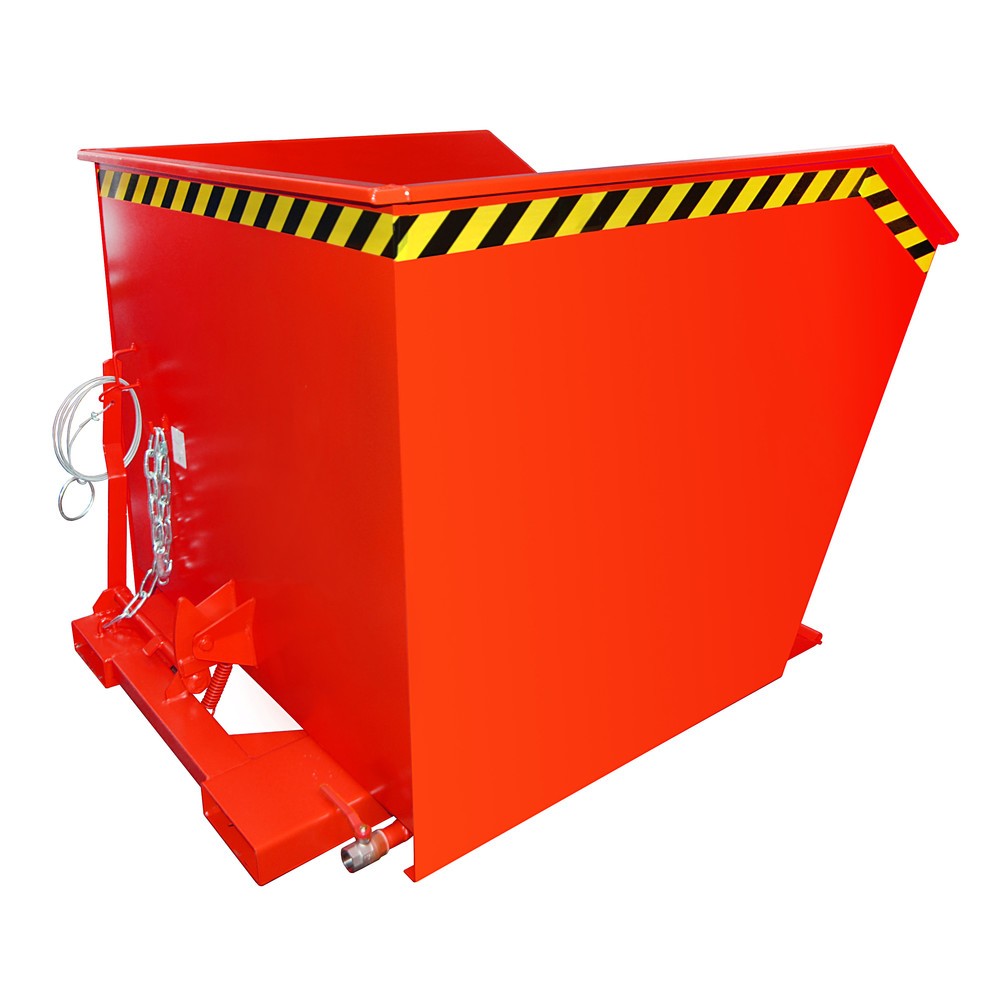 Numéro de l'image du produit 1: Bauer® Benne de tri basculante, fond intermédiaire en tôle perforée, peinte, volume 1 m³, RAL 3000 rouge feu