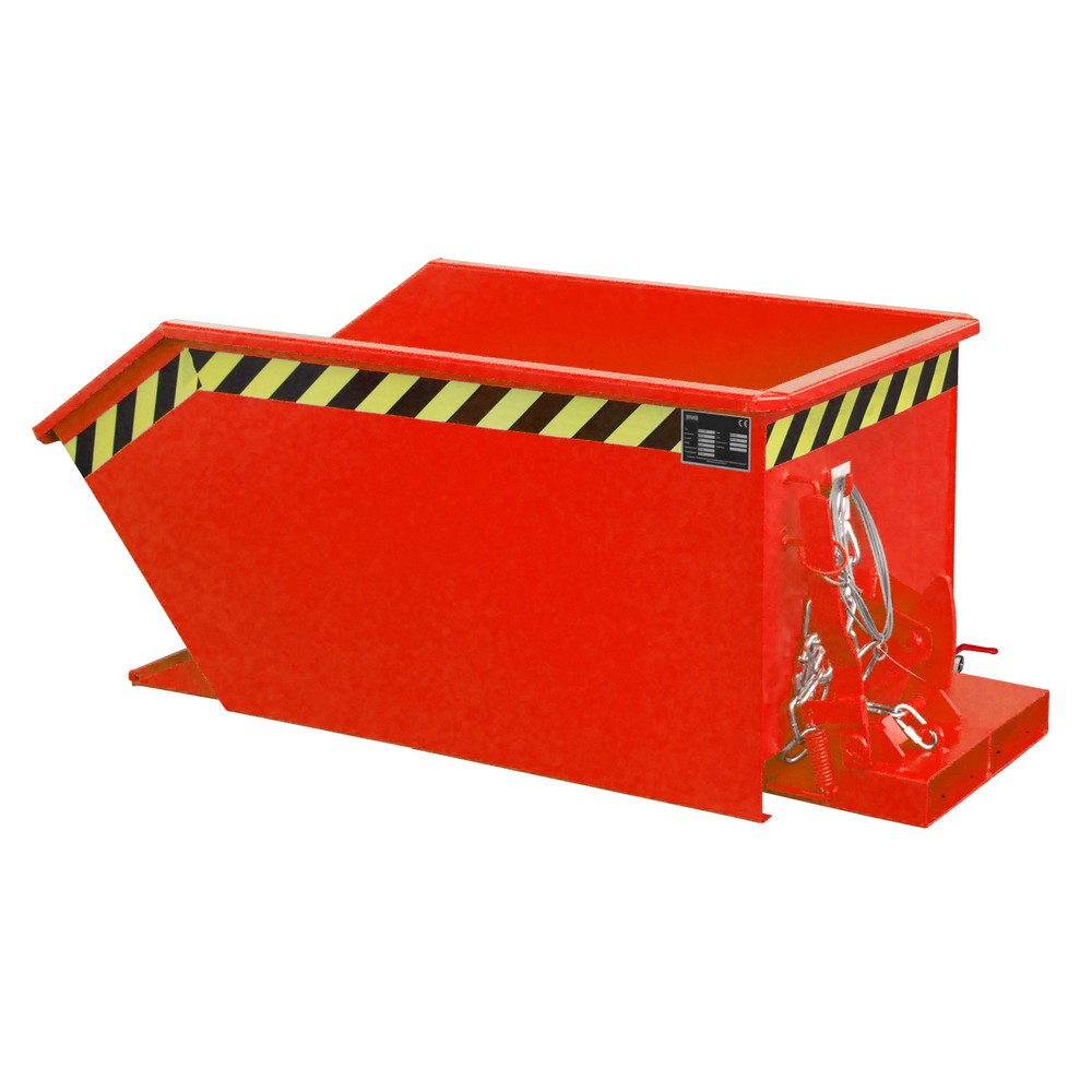 Numéro de l'image du produit 1: Bauer® Benne de tri basculante, fond intermédiaire en tôle perforée, peinte, volume 0,3 m³, RAL 3000 rouge feu