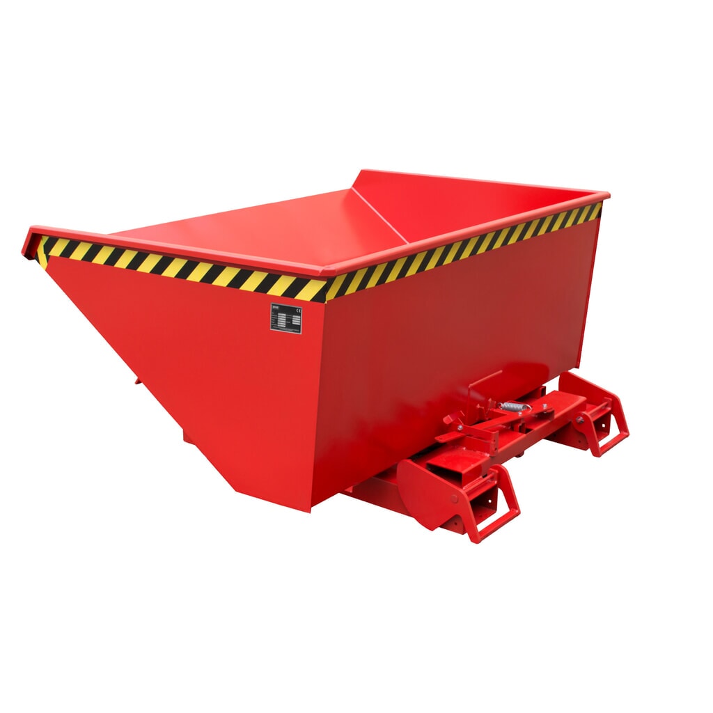 Bauer® Benne basculante à mécanisme automatique anti-chute, capacité de charge 1 000 kg, peinte, volume 0,6 m³, RAL 3000 rouge feu N° de l'image du produit 6 : Bauer® Benne basculante à mécanisme automatique anti-chute, capacité de charge 1 000 kg, peinte, volume 0,6 m³, RAL 3000 rouge feu