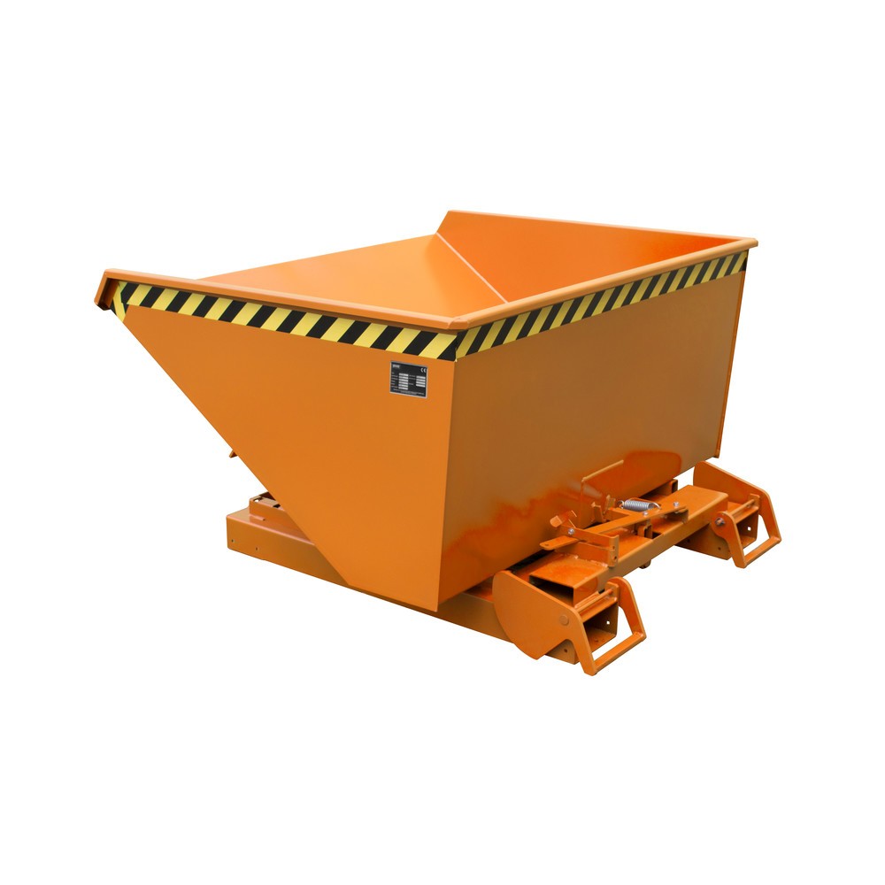 Numéro de l'image du produit 1: Bauer® Benne basculante à mécanisme automatique anti-chute, capacité de charge 1 000 kg, peinte, volume 0,9 m³, RAL 2000 orangé jaune