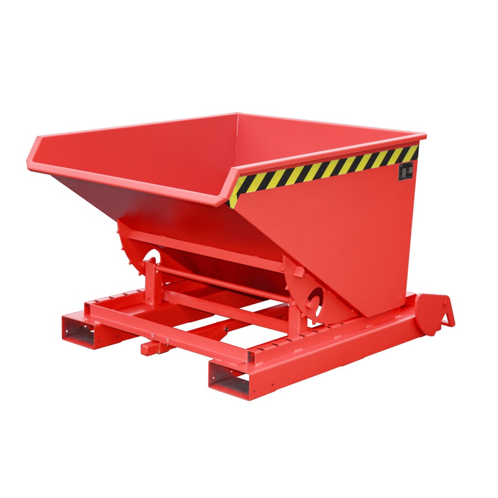Bauer® Benne basculante à mécanisme automatique anti-chute, capacité de charge 1 000 kg, peinte, volume 0,6 m³, RAL 3000 rouge feu N° de l'image du produit 1 : Bauer® Benne basculante à mécanisme automatique anti-chute, capacité de charge 1 000 kg, peinte, volume 0,6 m³, RAL 3000 rouge feu