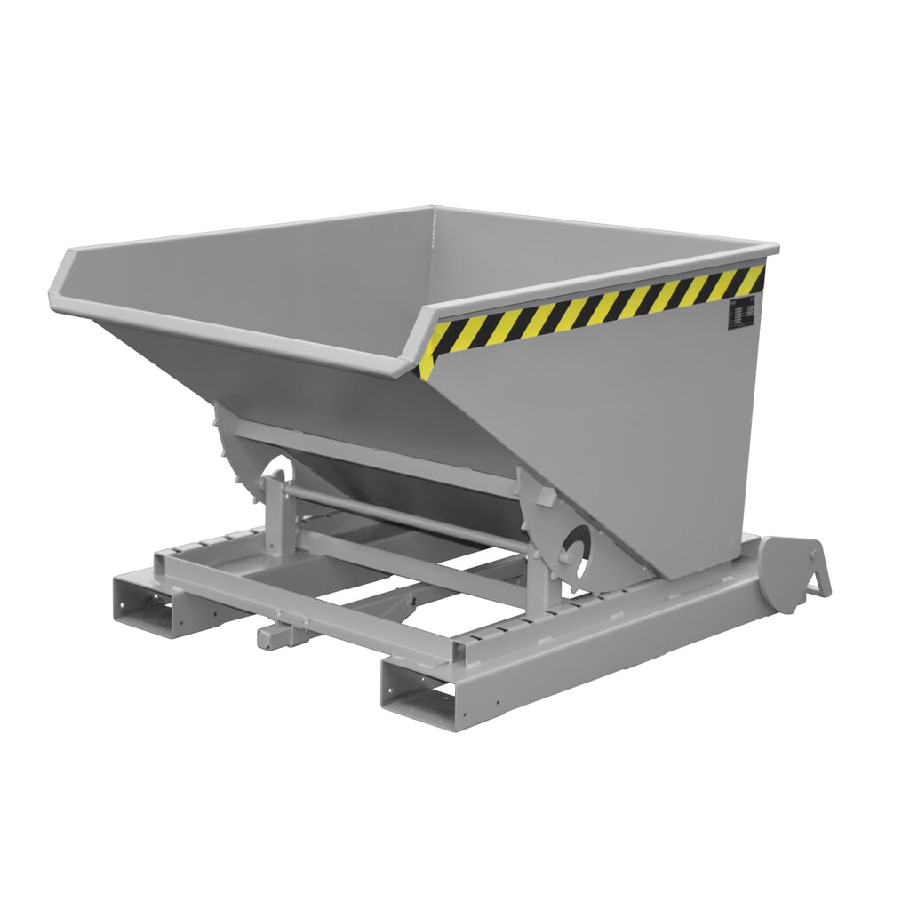 N° de l'image du produit 1 : Bauer® Benne basculante à mécanisme automatique anti-chute, capacité de charge 1 000 kg, peinte, volume 0,6 m³, RAL 7005 gris souris