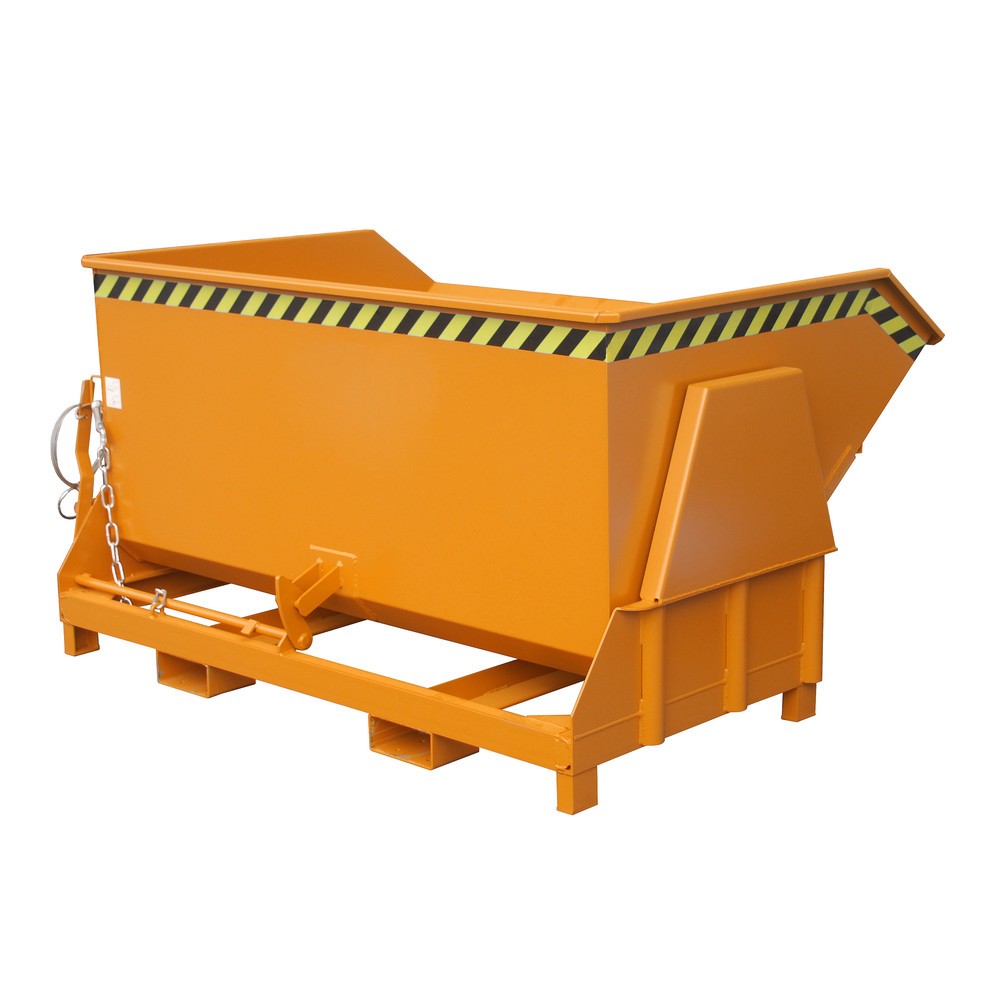 Numéro de l'image du produit 1: Bauer® Benne basculante avec mécanisme d'aide au basculement Premium, construction large, peint, sans couvercle, volume 1,5 m³, RAL 2000 orangé jaune