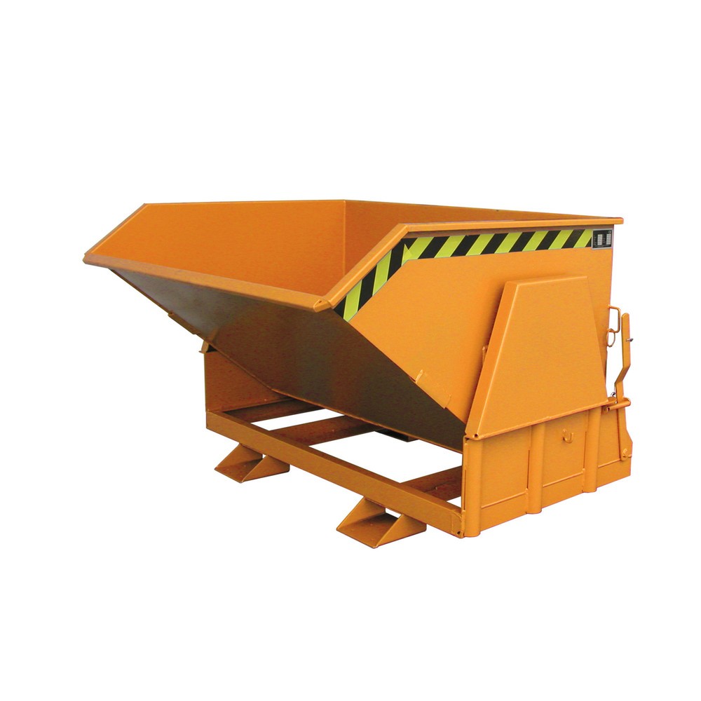 Illustration du produit: Bauer® Benne basculante avec mécanisme d'aide au basculement Premium, construction large, peint, sans couvercle, volume 0,8 m³, RAL 2000 orangé jaune