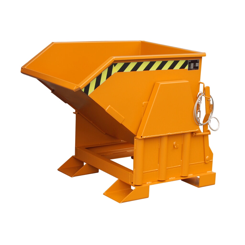 N° de l'image du produit 1 : Bauer® Benne basculante avec mécanisme d'aide au basculement Premium, construction large, peint, sans couvercle, volume 0,3 m³, RAL 2000 orangé jaune