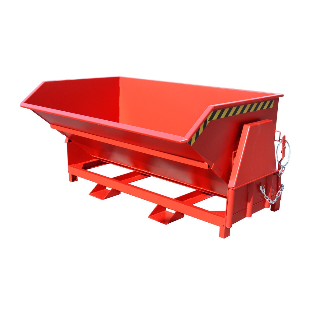 Illustration du produit: Bauer® Benne basculante avec mécanisme d'aide au basculement Premium, construction large, peint, sans couvercle, volume 2 m³, RAL 3000 rouge feu
